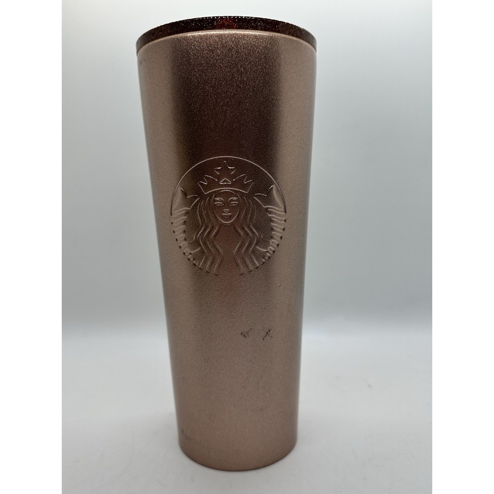 Starbucks Rose Gold Pink Metallic Stainless Steel 24oz Cold Cup Tumbler No Straw